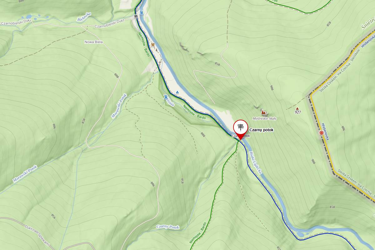 Mapa Ujście Czarnego Potoku do Białej Lądeckiej